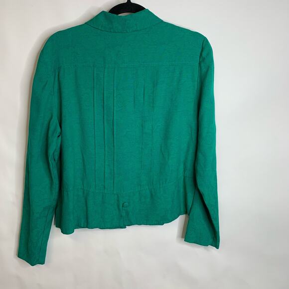 Vintage Green Embroidered Cropped Shirt Jacket Sz ? Small Medium - Picture 5 of 6